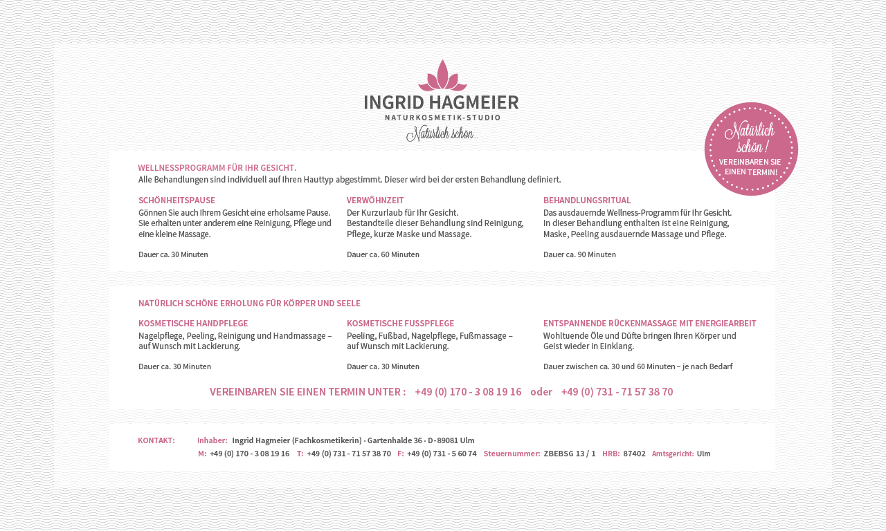 INGRID HAGMEIER - NATURKOSMETIK-STUDIO